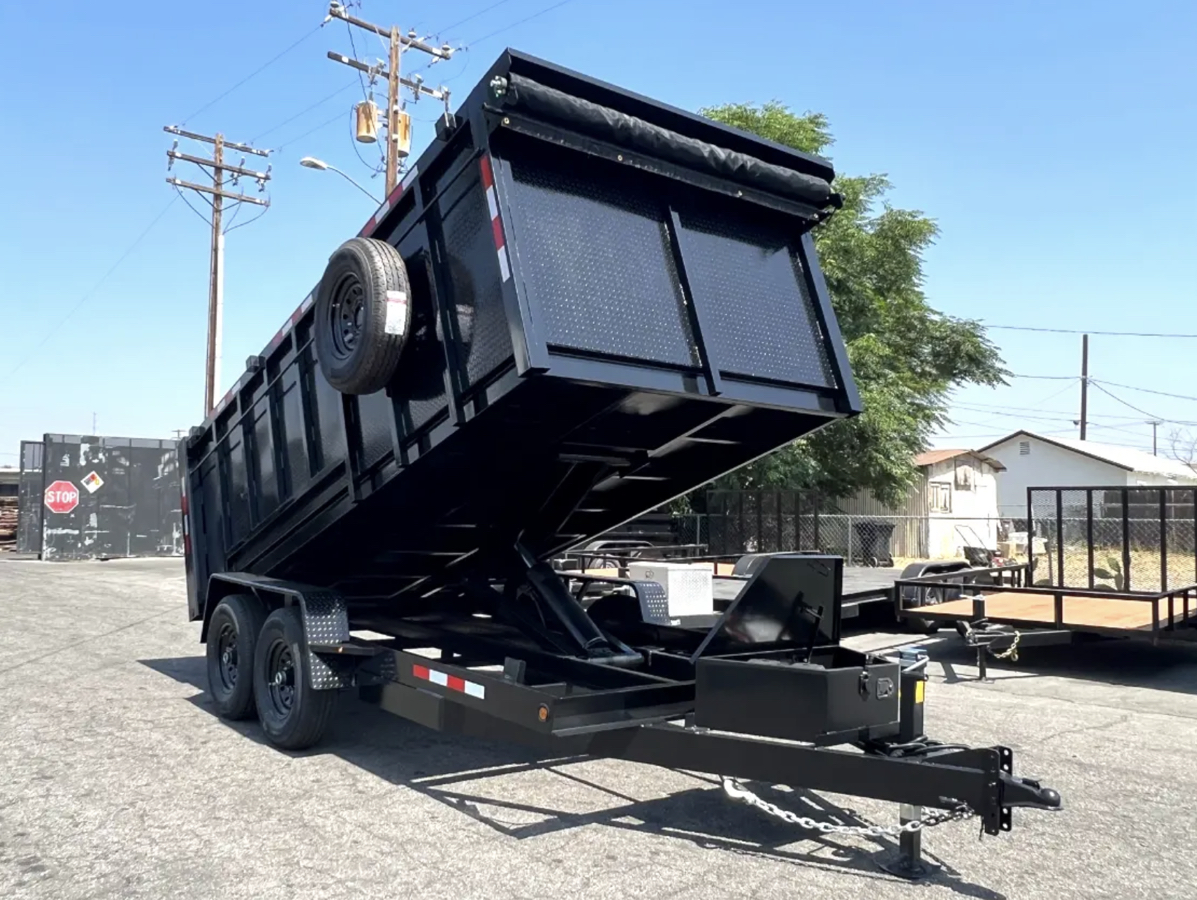 14’ Dump Trailer with Electric Lift and Ramps